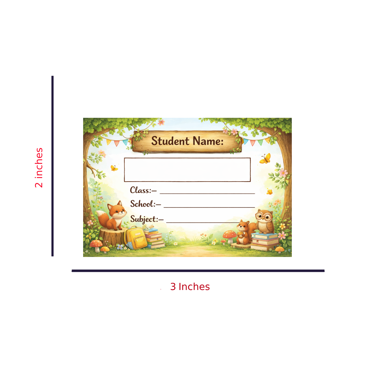 Smeeps Woodland Animals School Name Labels Sticker – 7.62 × 5.08 cm (3 × 2 Inch) Personalized Writable Notebook Labels for Kids | Cute Forest Theme Sticker Pack of 10
