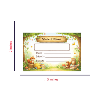 Smeeps Woodland Animals School Name Labels Sticker – 7.62 × 5.08 cm (3 × 2 Inch) Personalized Writable Notebook Labels for Kids | Cute Forest Theme Sticker Pack of 10