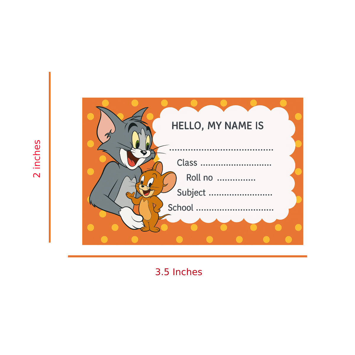 Smeeps Tom & Jerry School Label – 3.5 x 2 Inch Name Sticker | Cute Cartoon Design | Books & Notebook Label for Kids | Pack of 10