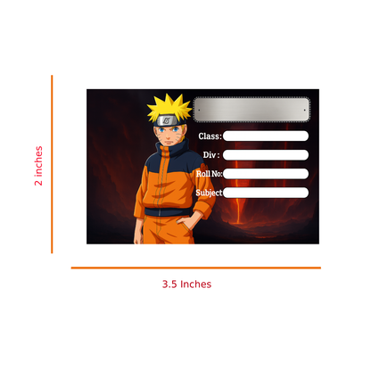 Smeeps Naruto School Label Sticker – 3.5 x 2 Inches Notebook Tag | Anime Character Design | Premium Waterproof Label for Books & Notes | Pack of 10