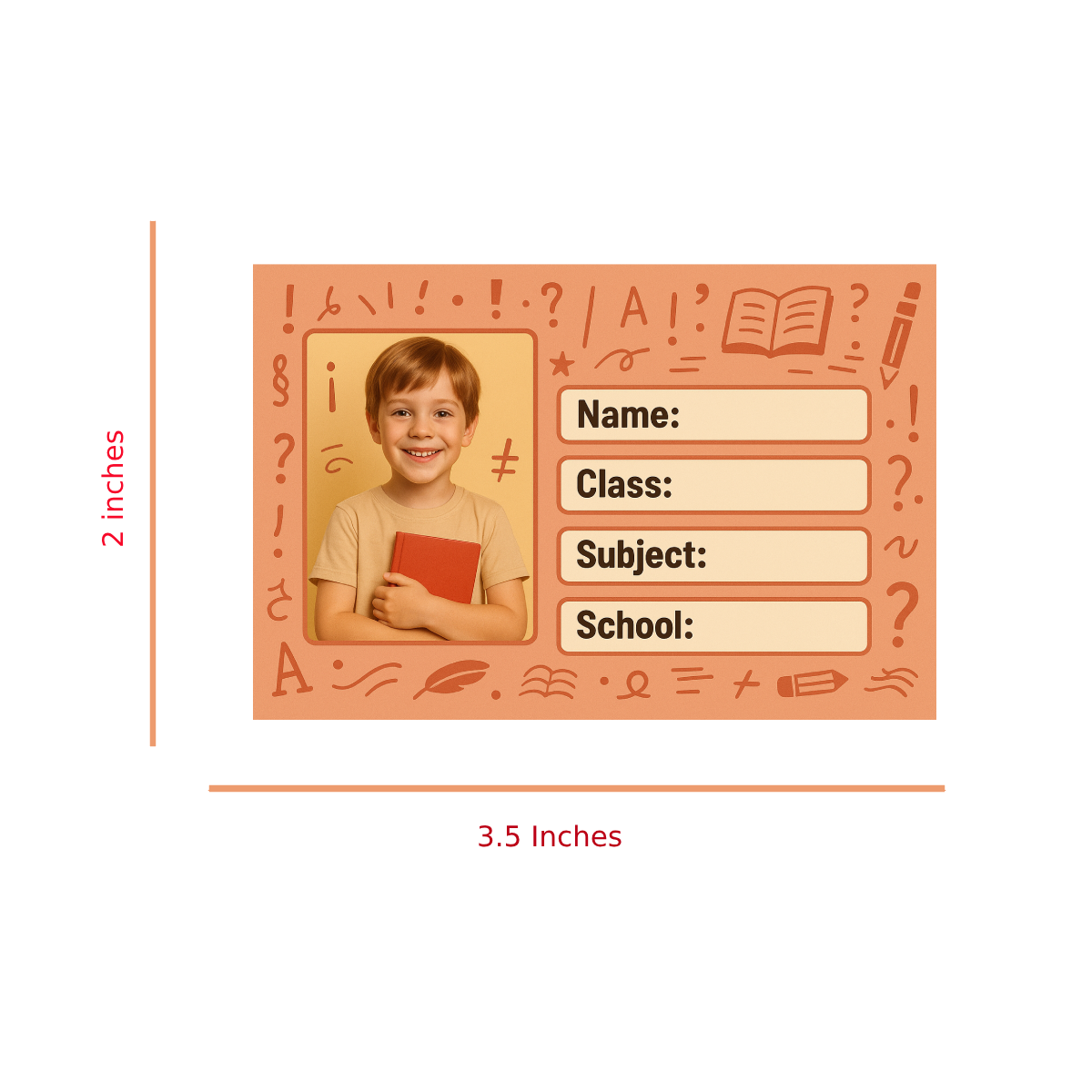 Smeeps Personalized School Book Label – Custom Photo Name Sticker for Kids | 3.5 x 2 Inch Notebook Labels | Pack of 10