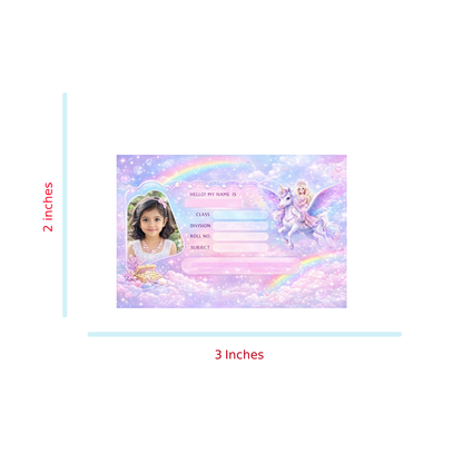 Smeeps Personalized Unicorn School Label Stickers – Pack of 10 | 3 x 2 Inch Custom Name Labels with Photo | Cute Fantasy Theme for Kids | Waterproof Premium Finish