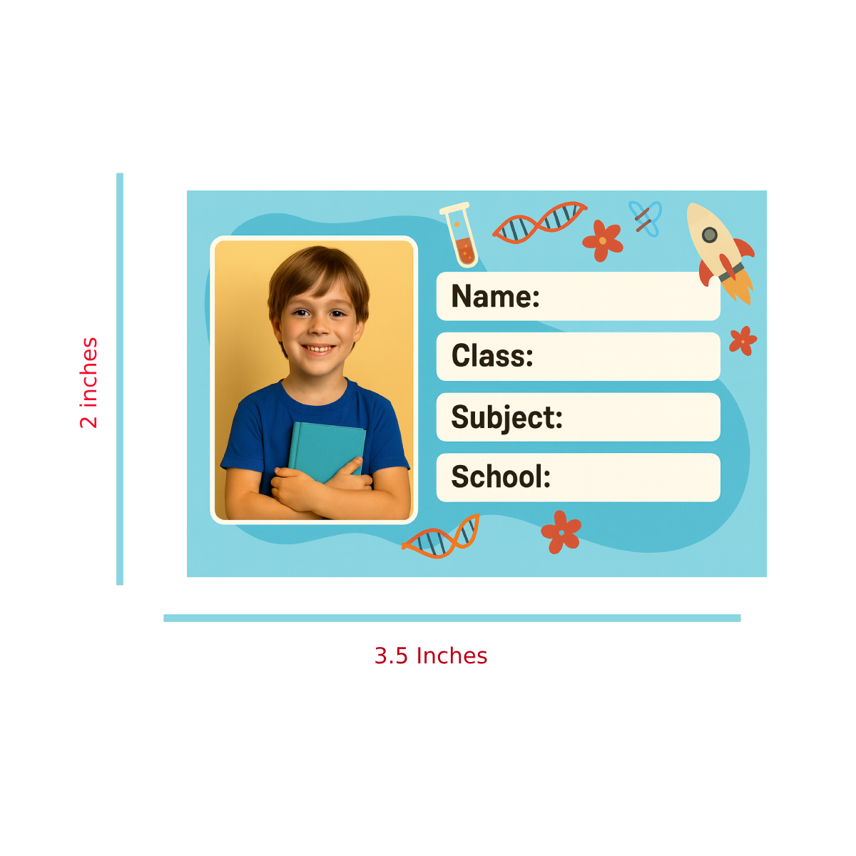 Smeeps Personalized School Book Label – Custom Photo Name Sticker for Kids | 3.5 x 2 Inch Notebook Labels | Pack of 10