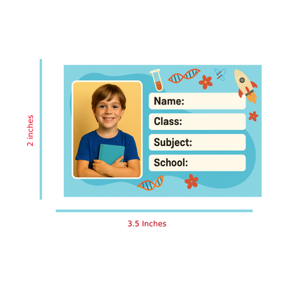 Smeeps Personalized School Book Label – Custom Photo Name Sticker for Kids | 3.5 x 2 Inch Notebook Labels | Pack of 10