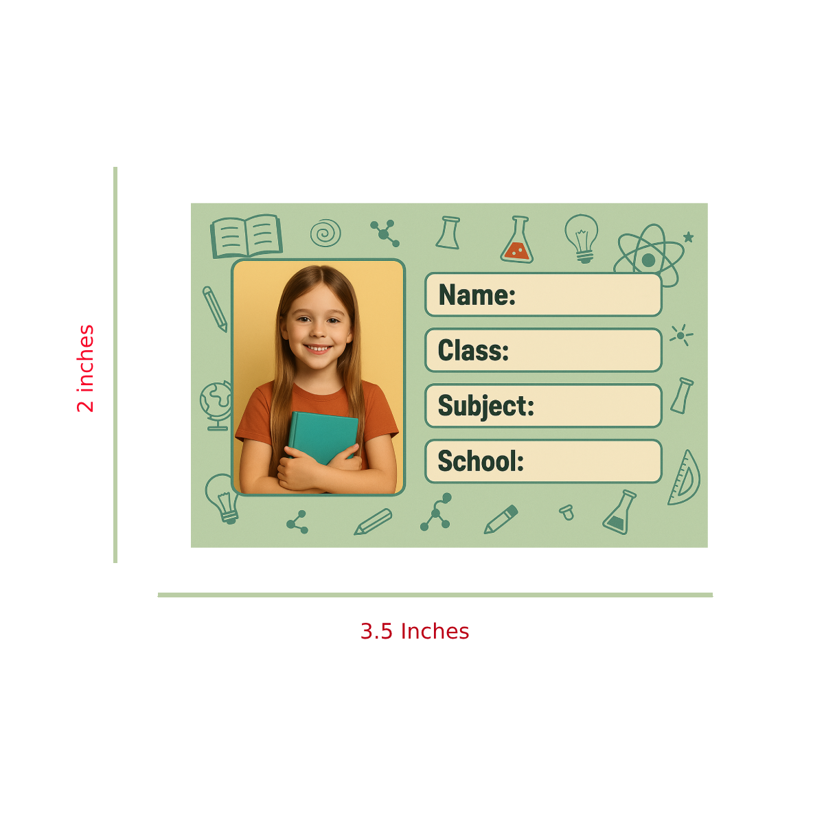 Smeeps Personalized Student Photo Label Sticker – Pack of 10 | 3.5 x 2 Inch School Notebook Name Labels | Custom Photo, Name, Class & Subject