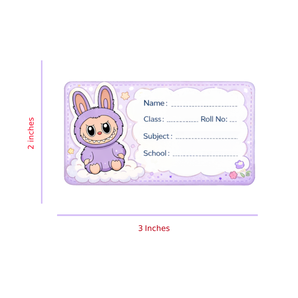 Smeeps Cute Bunny School Name Labels Sticker – 7.62 × 5.08 cm (3 × 2 Inch) Personalized Writable Notebook Labels for Kids | Cartoon Bunny School Stickers Pack of 10