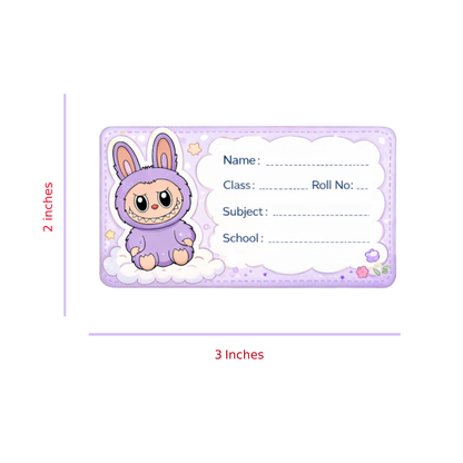 Smeeps Cute Bunny School Name Labels Sticker – 7.62 × 5.08 cm (3 × 2 Inch) Personalized Writable Notebook Labels for Kids | Cartoon Bunny School Stickers Pack of 10