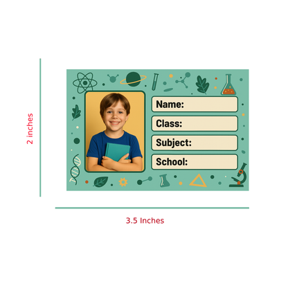 Smeeps Personalized Science School Book Label – Custom Photo Name Sticker for Kids | 3.5 x 2 Inch Notebook Labels | Pack of 10