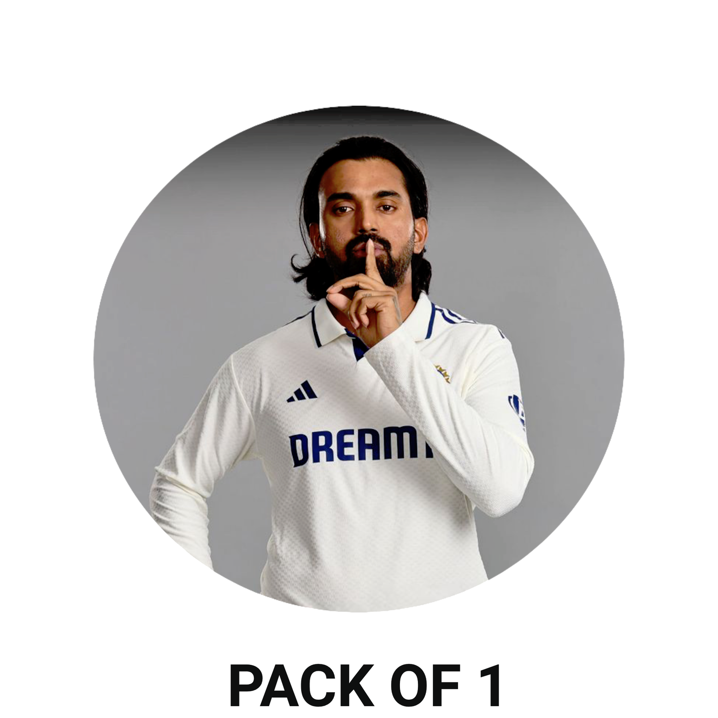 Smeeps KL Rahul Sticker – 10.16 cm (4 Inch) India Test Cricket Fan Vinyl Decal | Waterproof UV Resistant Round Sticker