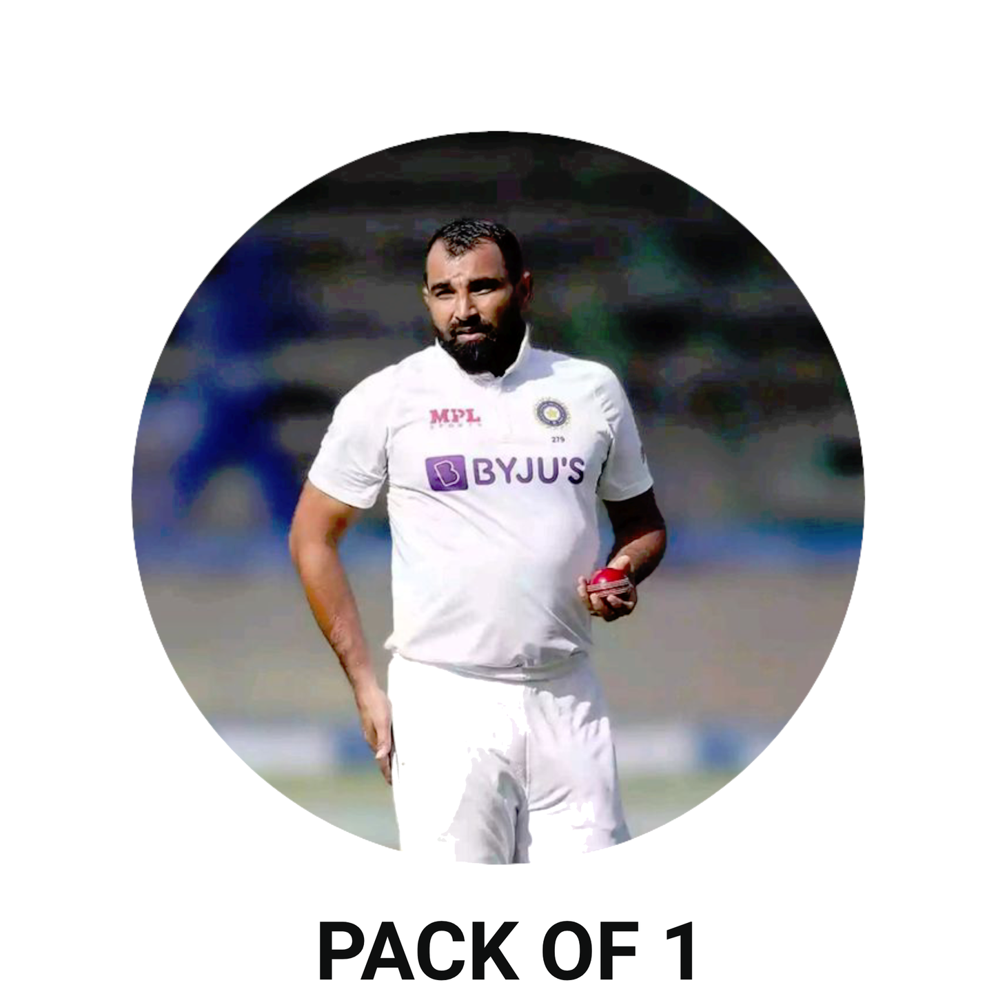 Smeeps Mohammed Shami Sticker – 10.16 cm (4 Inch) Indian Fast Bowler Fan Vinyl Decal | Waterproof UV Resistant Round Car & Bike Sticker