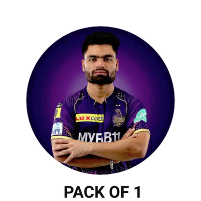 Smeeps Rinku Singh Sticker – 10.16 cm (4 Inch) Indian Cricket Star Fan Vinyl Decal | Waterproof UV Resistant Round Car & Bike Sticker