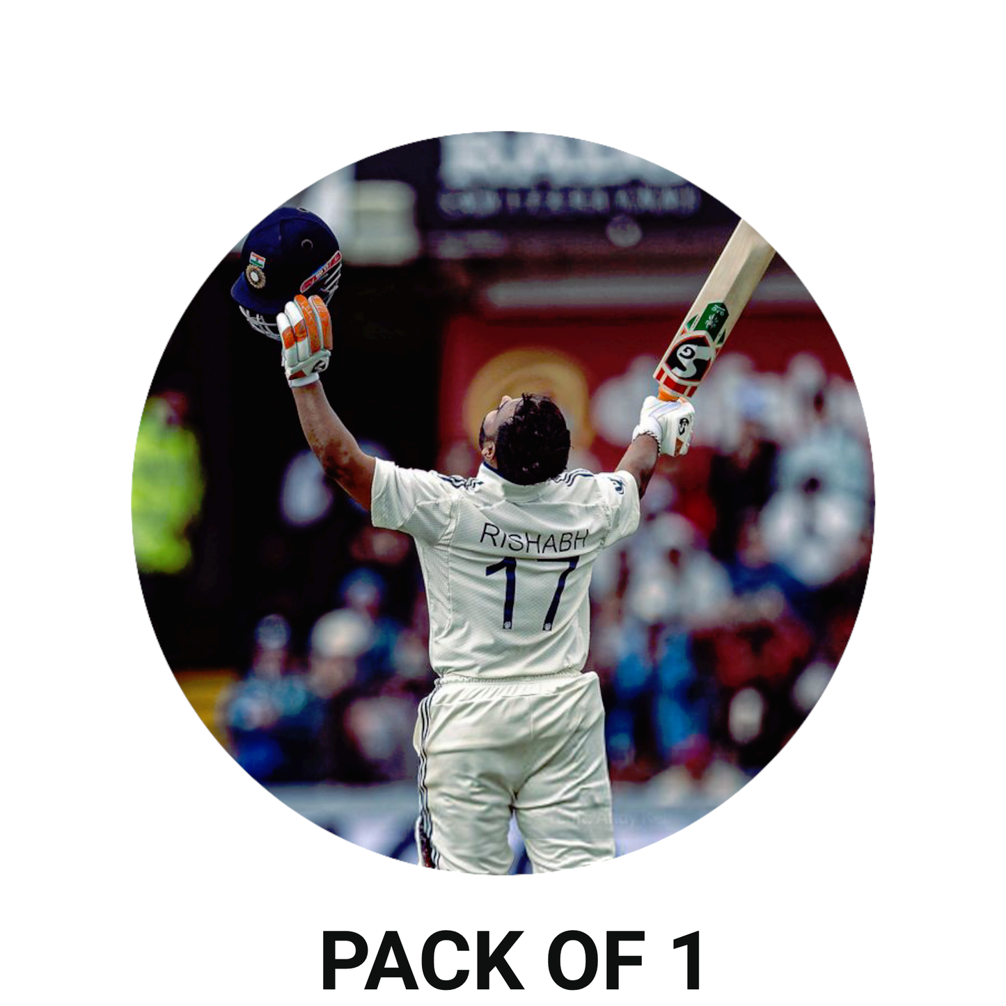 Smeeps Rishabh Pant Sticker – 10.16 cm (4 Inch) Indian Cricket Star Fan Vinyl Decal | Waterproof UV Resistant Round Car & Bike Sticker