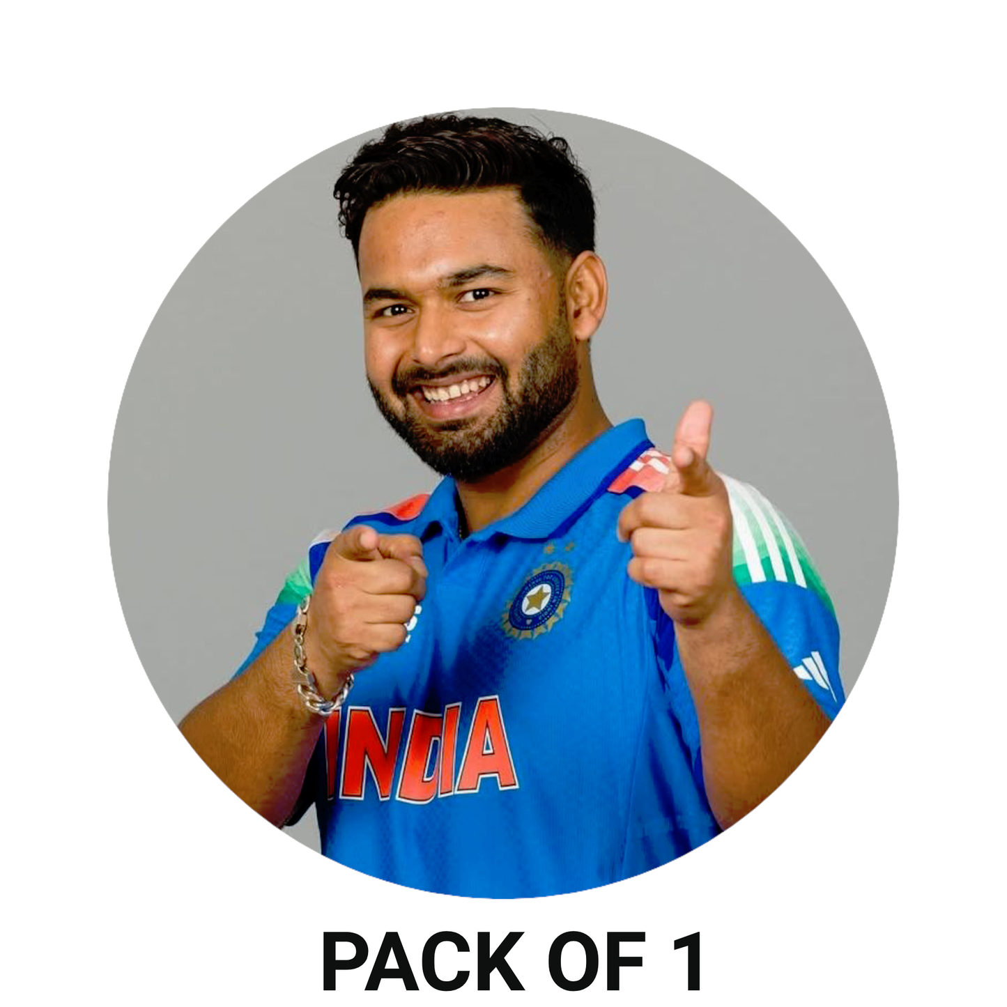 Smeeps Rishabh Pant Sticker – 10.16 cm (4 Inch) Indian Cricket Star Fan Vinyl Decal | Waterproof UV Resistant Round Car & Bike Sticker