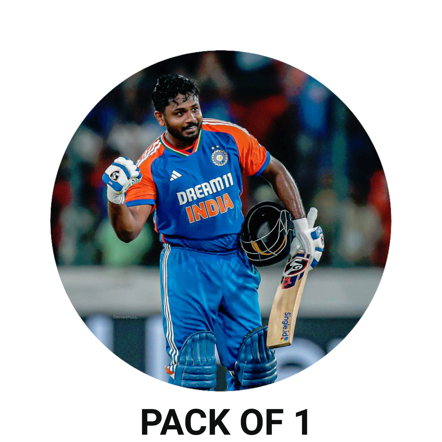 Smeeps Sanju Samson Sticker – 10.16 cm (4 Inch) Indian Cricket Star Fan Vinyl Decal | Waterproof UV Resistant Round Car & Bike Sticker