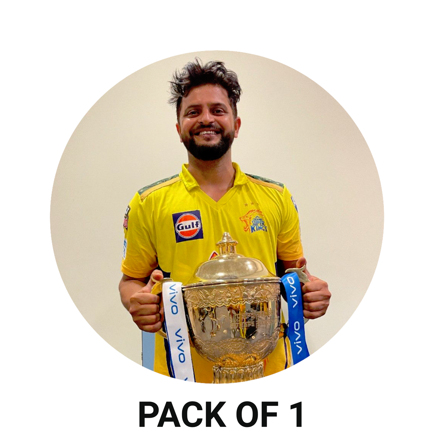 Smeeps Suresh Raina Sticker – 10.16 cm (4 Inch) Indian Cricket Legend Fan Vinyl Decal | Waterproof UV Resistant Round Car & Bike Sticker