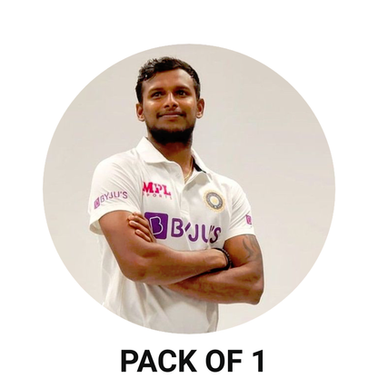 Smeeps T. Natarajan Sticker – 10.16 cm (4 Inch) Indian Cricket Fast Bowler Fan Vinyl Decal | Waterproof UV Resistant Round Car & Bike Sticker