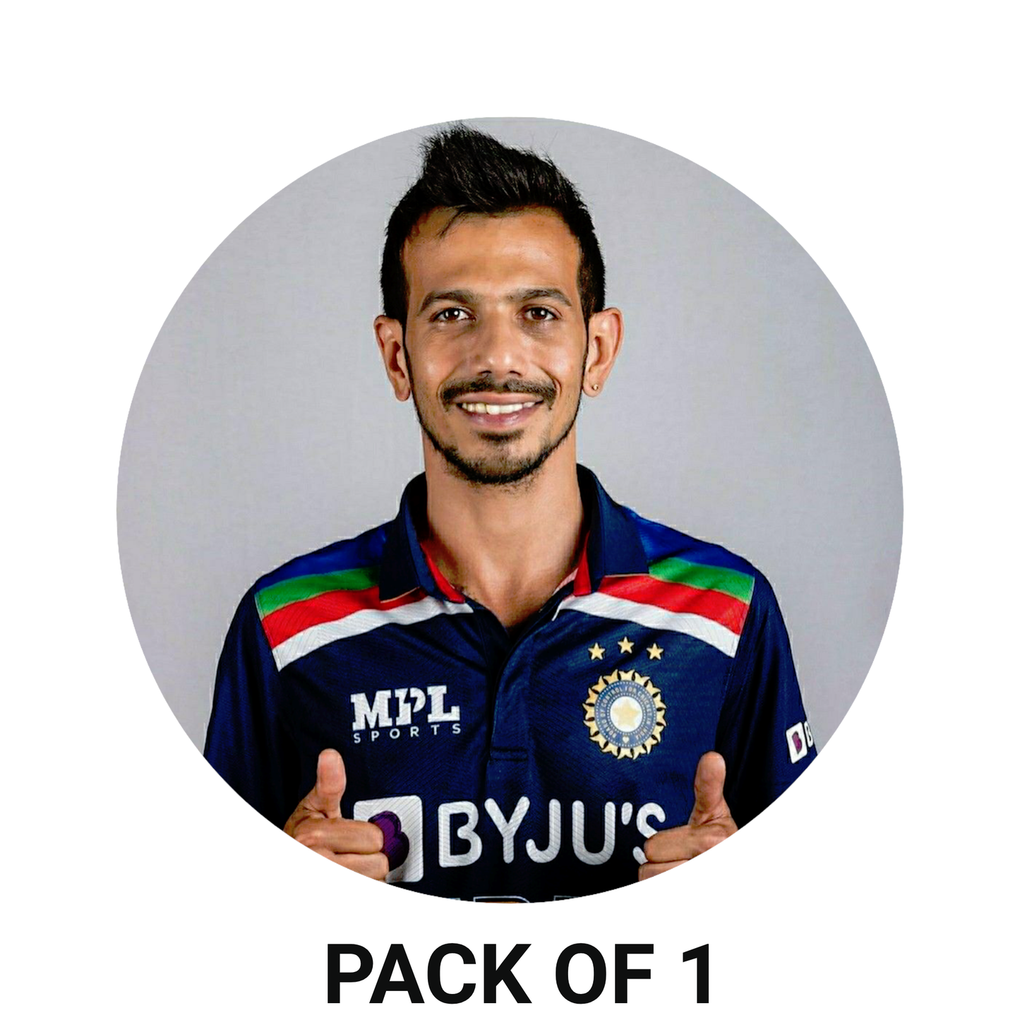 Smeeps Yuzvendra Chahal Sticker – 10.16 cm (4 Inch) Indian Cricket Star Fan Vinyl Decal | Waterproof UV Resistant Round Car & Bike Sticker