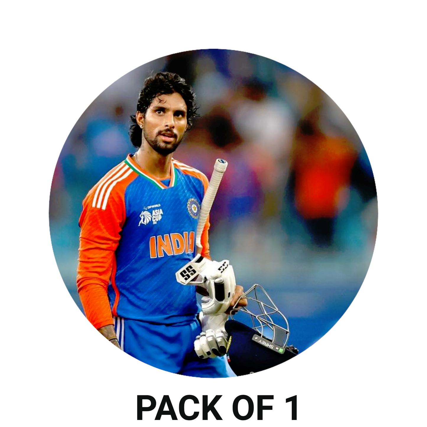 Smeeps Shivam Dube Sticker – 10.16 cm (4 Inch) Indian Cricket All-Rounder Fan Vinyl Decal | Waterproof UV Resistant Round Car & Bike Sticker