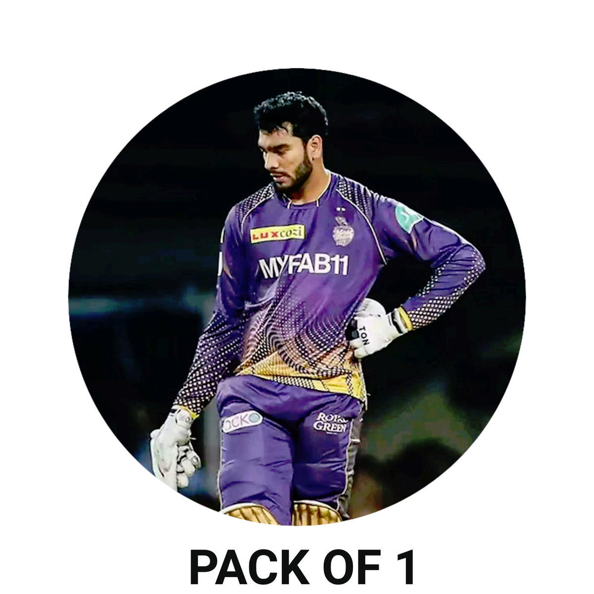 Smeeps Rahmanullah Gurbaz Sticker – 10.16 cm (4 Inch) KKR Cricket Star Fan Vinyl Decal | Waterproof UV Resistant Round Car & Bike Sticker