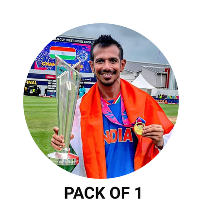 Smeeps Yuzvendra Chahal Sticker – 10.16 cm (4 Inch) Indian Cricket Star Fan Vinyl Decal | Waterproof UV Resistant Round Car & Bike Sticker