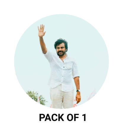 Smeeps Pawan Kalyan Waving Pose Sticker – 10.16 cm (4 Inch) Round Political Vinyl Decal | Waterproof UV Resistant Car & Bike Sticker