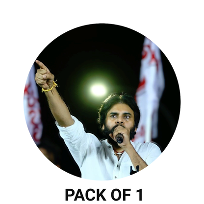 Smeeps Pawan Kalyan Rally Pointing Pose Sticker – 10.16 cm (4 Inch) Round Political Vinyl Decal | Waterproof UV Resistant Car & Bike Sticker
