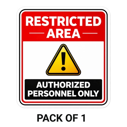 Smeeps Restricted Area Warning Sticker – 15.24 × 13.97 cm (6 × 5.5 Inch) Safety Sign Vinyl Decal for Door, Wall & Gate | Waterproof UV Resistant Industrial Sticker