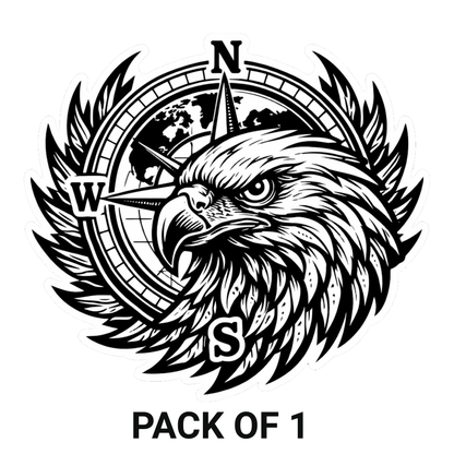 Smeeps Eagle Compass Car Sticker – 11.43 × 10.42 cm (4.5 × 4.1 Inch) Waterproof Vinyl Decal for Cars & Bikes | Black Eagle Head Compass Design | UV Resistant Washproof Automotive Sticker | Pack of 1