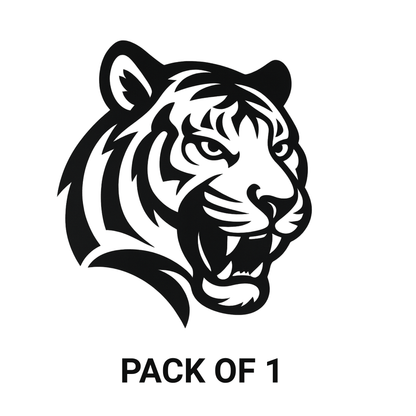 Smeeps Tiger Head Sticker – 8.89 x 7.62 cm Car & Bike Vinyl Decal | Bold Wildcat Design | Waterproof & Durable Black Graphic