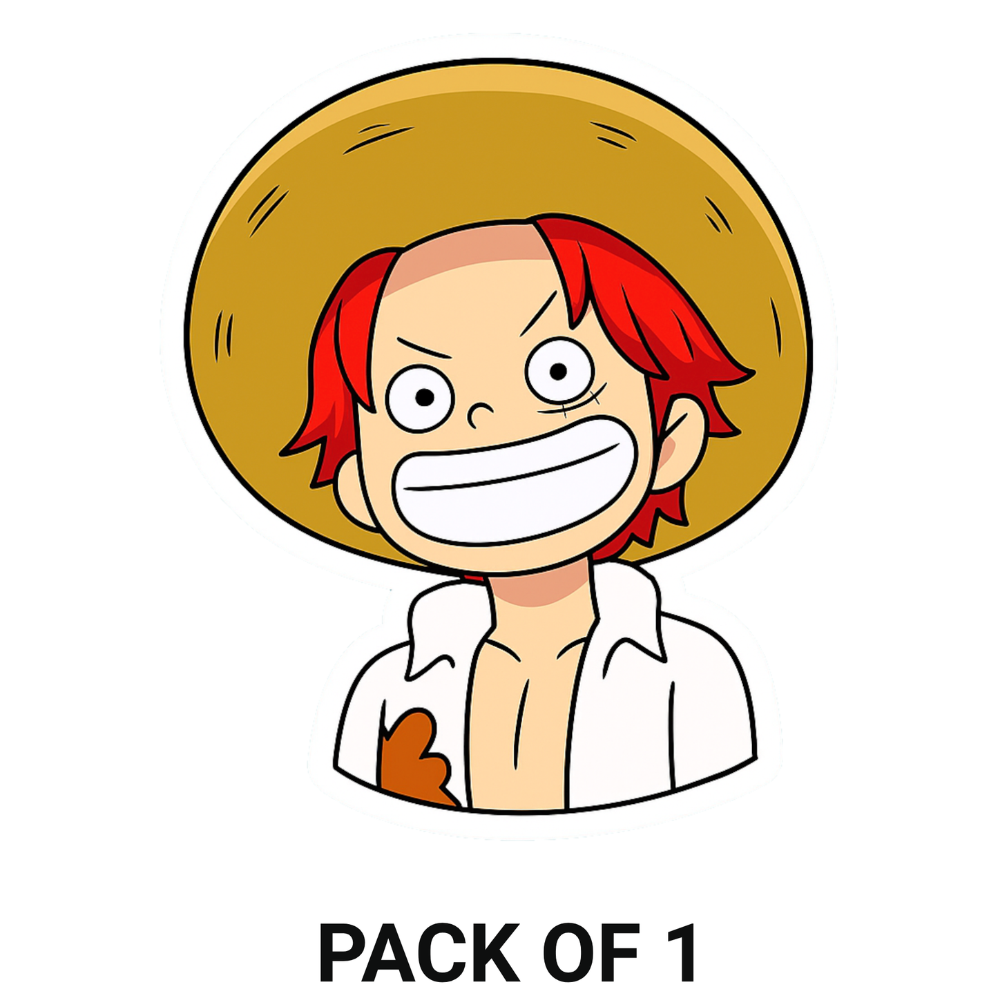 Smeeps Shanks Mini Face Sticker – 10.16 cm Car & Bike Vinyl Decal | Cute Red Hair Pirate Design | Waterproof & UV-Resistant