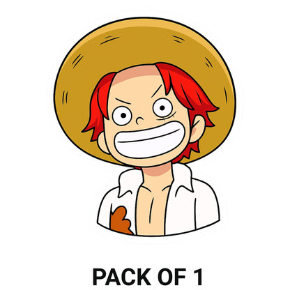 Smeeps Shanks Mini Face Sticker – 10.16 cm Car & Bike Vinyl Decal | Cute Red Hair Pirate Design | Waterproof & UV-Resistant