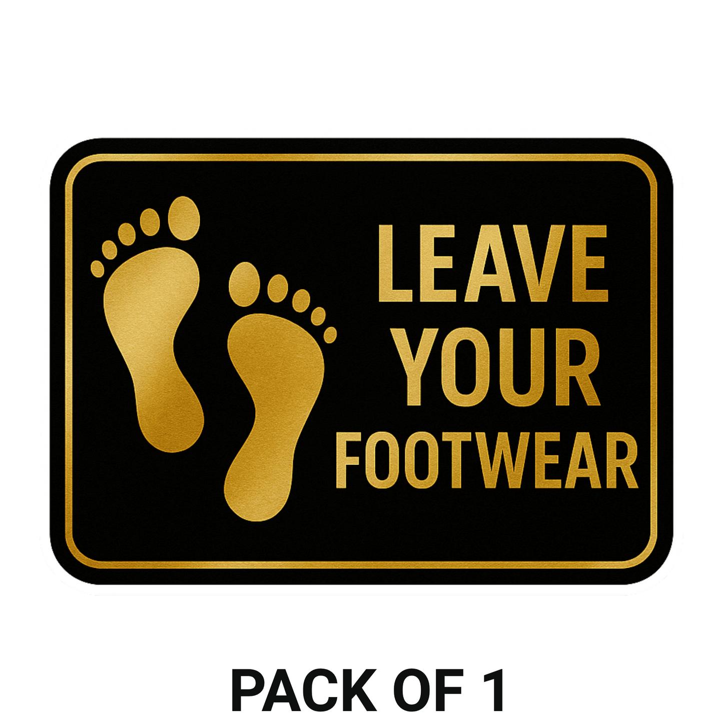 Smeeps Leave Your Footwear Sticker – 20.83 x 15.24 cm Gold & Black Sign | Waterproof Premium Vinyl | Ideal for Homes, Offices & Temples