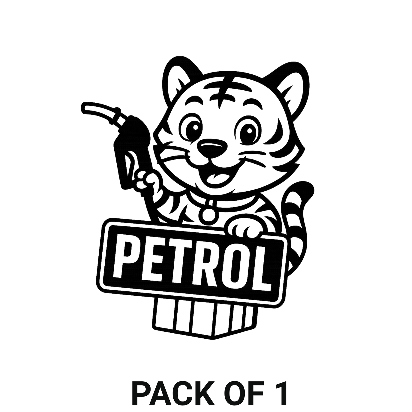 Smeeps Petrol Sticker – 10.16 x 8.13 cm Cute Tiger Fuel Indicator Vinyl Decal for Car & Bike | Waterproof & UV-Resistant Petrol Label Sticker
