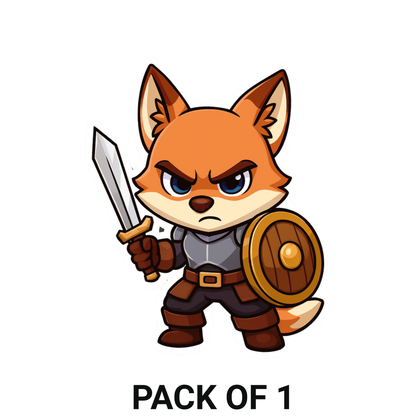 Smeeps Warrior Fox Sticker – 10.16 x 8.13 cm Car & Bike Vinyl Decal | Cute Samurai Fox Warrior | Waterproof & UV Resistant