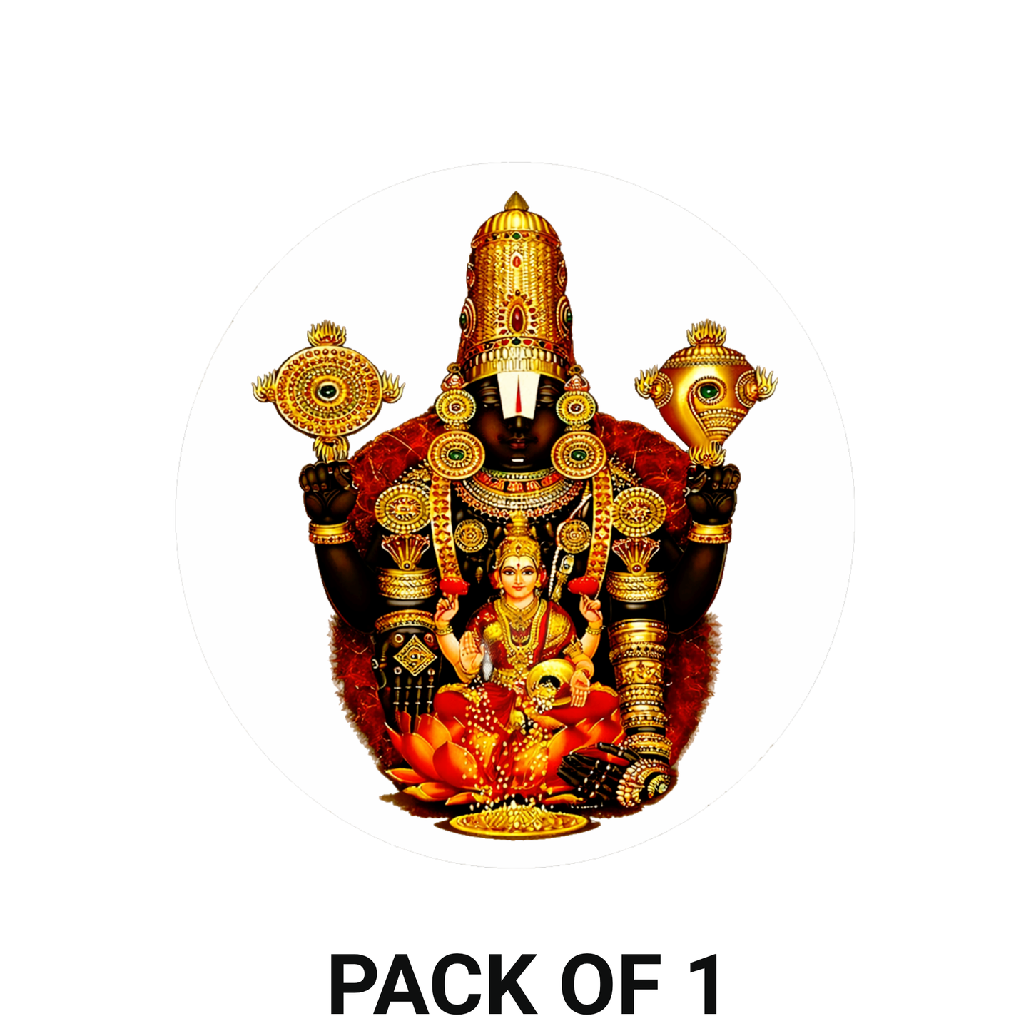Smeeps Lord Balaji Vinyl Sticker – 10.42 × 10.16 cm (4.1 × 4 Inch) Waterproof Car & Bike Sticker | Tirupati Balaji Devotional Decal | UV Resistant Wash Proof | Pack of 1