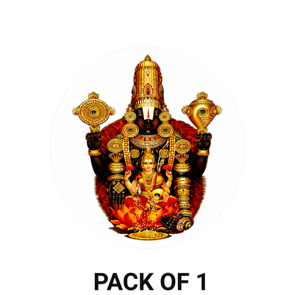 Smeeps Lord Balaji Vinyl Sticker – 10.42 × 10.16 cm (4.1 × 4 Inch) Waterproof Car & Bike Sticker | Tirupati Balaji Devotional Decal | UV Resistant Wash Proof | Pack of 1