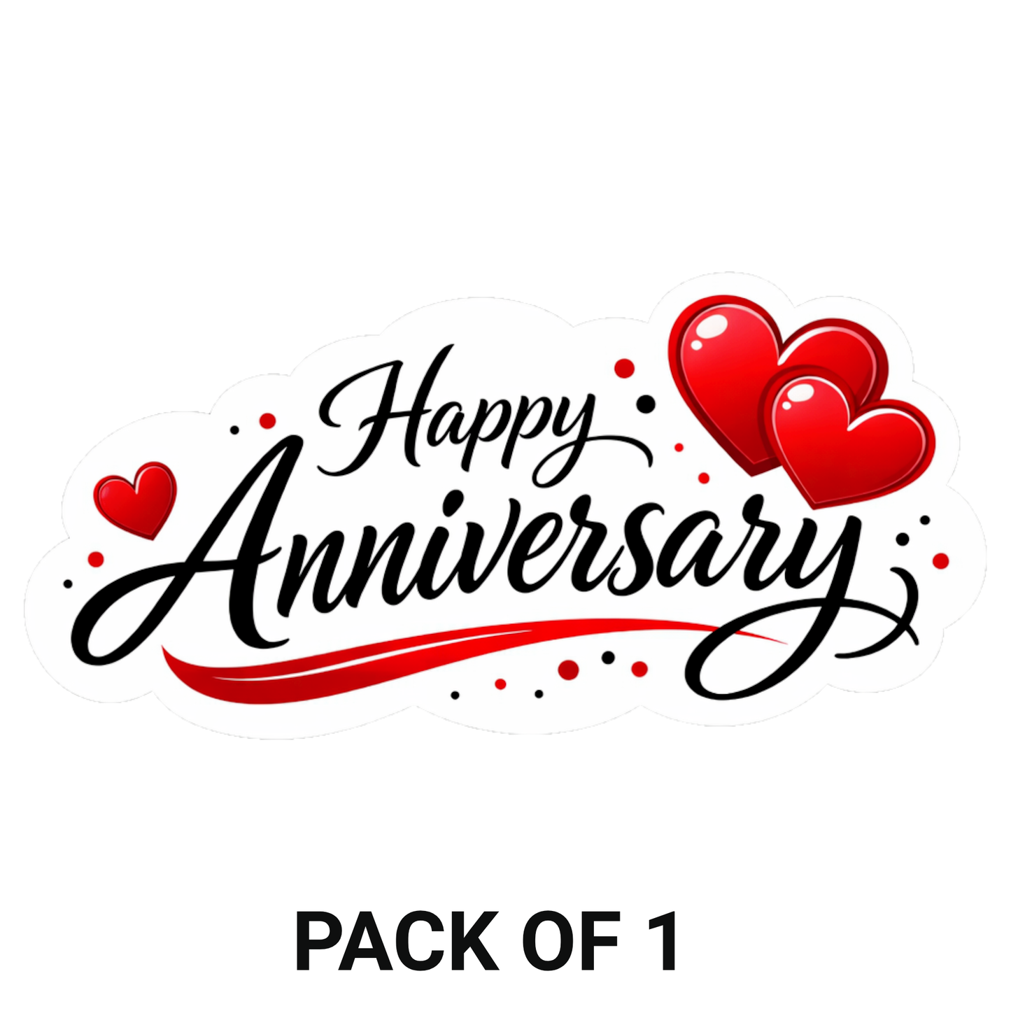 Smeeps Happy Anniversary Heart Sticker – 10.42 × 5.08 cm (4.1 × 2 Inch) Romantic Anniversary Vinyl Die-Cut Sticker for Gift Boxes, Wedding Anniversary Decorations, Scrapbooks & DIY Crafts | Waterproof UV Resistant | Pack of 1