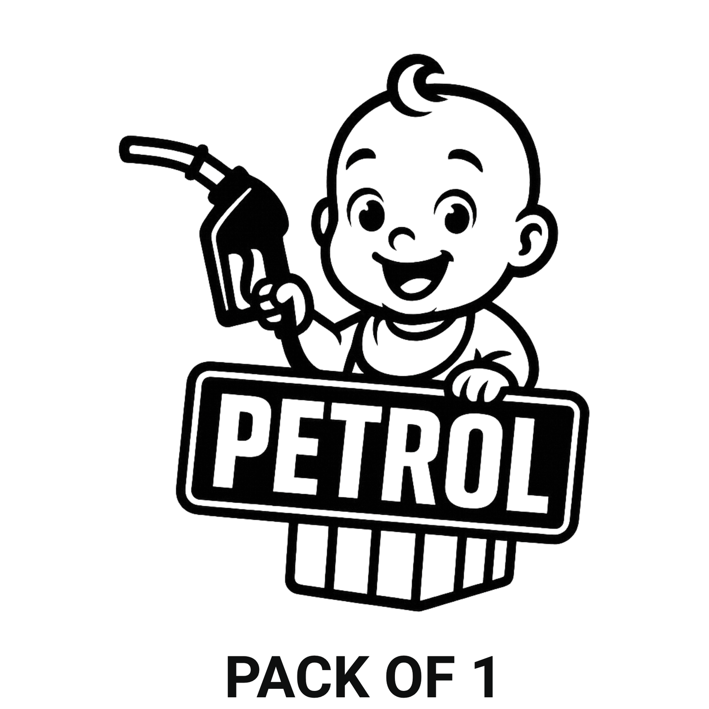 Smeeps Petrol Sticker – 10.16 x 8.39 cm Cute Baby Fuel Indicator Vinyl Decal for Car & Bike | Waterproof & UV-Resistant Petrol Label Stick