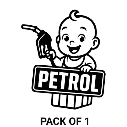 Smeeps Petrol Sticker – 10.16 x 8.39 cm Cute Baby Fuel Indicator Vinyl Decal for Car & Bike | Waterproof & UV-Resistant Petrol Label Stick