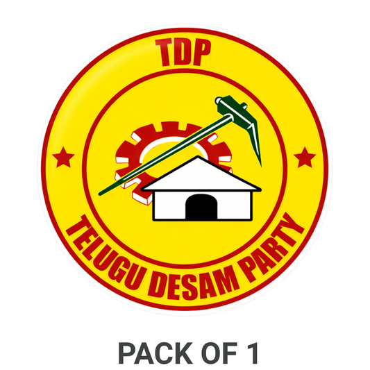 Smeeps TDP Telugu Desam Party Symbol Round Vinyl Sticker – 10.16 × 10.16 cm (4 × 4 Inch) Political Car Bike Helmet Sticker | Waterproof UV Resistant Wash Proof | Pack of 1