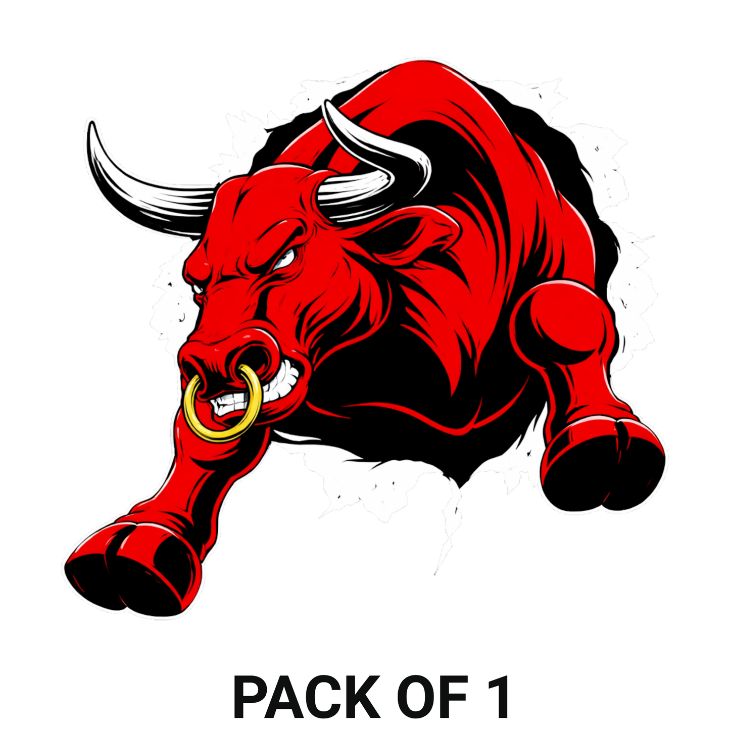 Smeeps Angry Red Bull Vinyl Sticker – 10.93 × 10.93 cm (4.3 × 4.3 Inch) Waterproof Bike & Car Sticker | Aggressive Bull Graphic Decal | UV Resistant Wash Proof | Pack of 1
