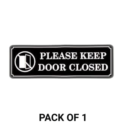 Smeeps “Please Keep Door Closed” Sign – 7.6 x 22.8 cm Rectangular Office Door Sticker | Bold Black & White Notice | Durable, Waterproof & Easy to Apply
