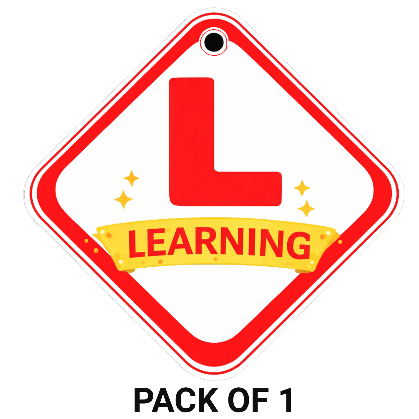 Smeeps Learning Driver Hanging L Board – 20.32 × 20.58 cm (8 × 8.1 Inch) Waterproof Car Hanging Sign with Suction Cup | Learner Driving Practice Safety Board