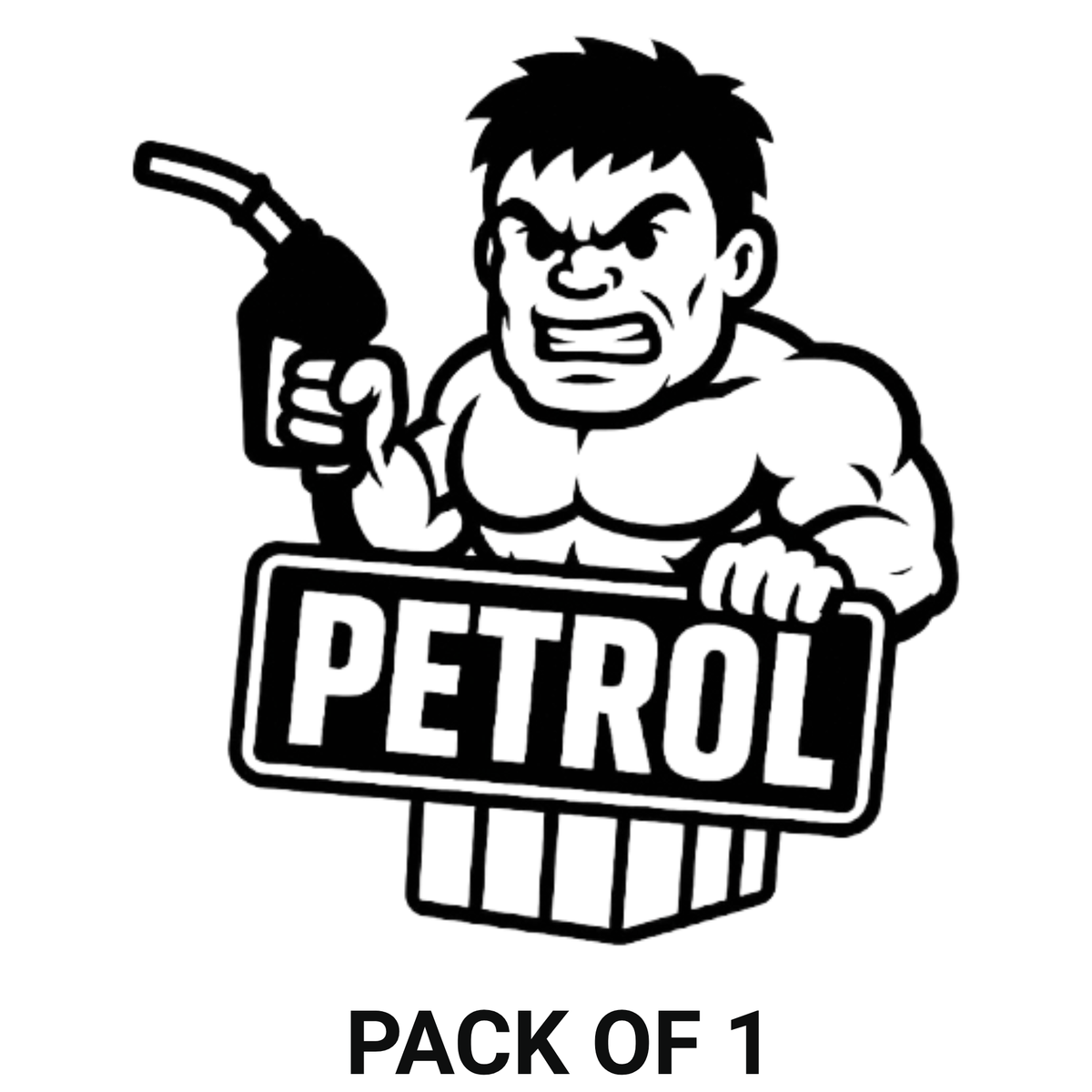 Smeeps Muscle Man Petrol Sticker – 10.16 x 9.15 cm Fuel Indicator Decal for Cars & Bikes | Waterproof & UV-Proof Vinyl