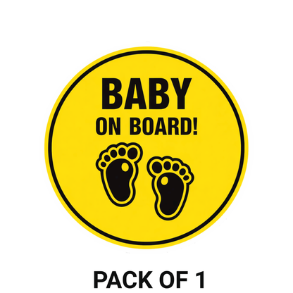 Smeeps Baby on Board Round Car Sticker – 14 × 14 cm (5.5 × 5.5 Inch) Safety Warning Vinyl Decal for Car | Waterproof UV Resistant Baby Safety Sticker