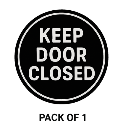 Smeeps Keep Door Closed Sticker – 11.43 x 11.43 cm Round Safety Vinyl Decal | High-Visibility Black & White Warning Label | Waterproof & Durable