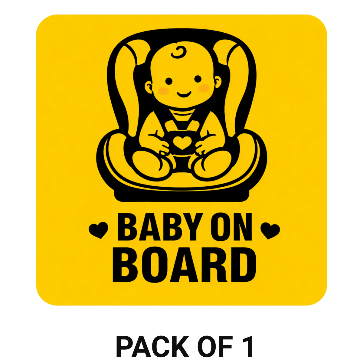 Smeeps Baby On Board Car Sticker – 12.7 × 12.7 cm (5 × 5 Inch) Waterproof Safety Vinyl Sticker for Car Rear Glass | Cute Baby Seat Warning Decal | UV Resistant | Pack of 1