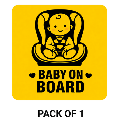 Smeeps Baby On Board Car Sticker – 12.7 × 12.7 cm (5 × 5 Inch) Waterproof Safety Vinyl Sticker for Car Rear Glass | Cute Baby Seat Warning Decal | UV Resistant | Pack of 1