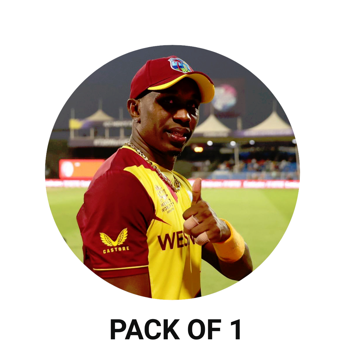 Smeeps DJ Bravo Sticker – 10.16 cm (4 Inch) West Indies Star Fan Vinyl Decal | Waterproof UV Resistant Round Sticker