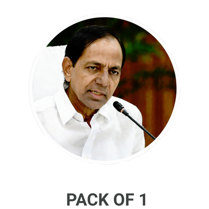 Smeeps K. Chandrashekar Rao Portrait Round Sticker – 10.16 cm (4 Inch) Car & Bike Vinyl Decal | Waterproof UV Resistant Political Design